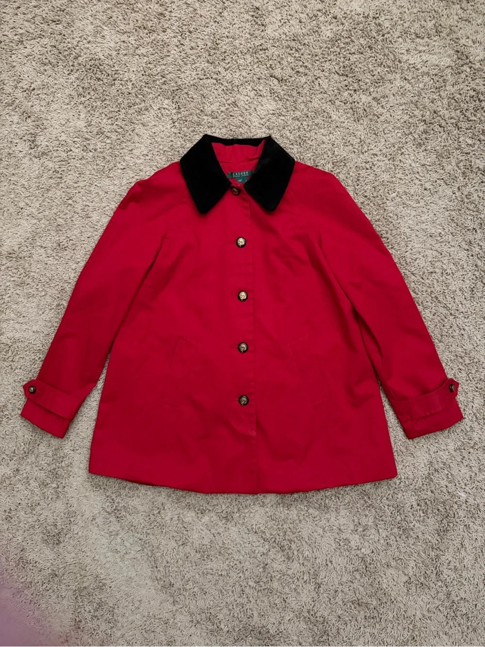 Vintage Ralph Lauren Equestrian Riding Barn Coat Women's S Red Cotton Corduroy
